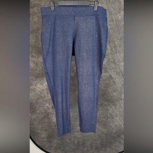 Torrid Cropped Metallic Stretch Leggings Blue Size 2 (18–20)